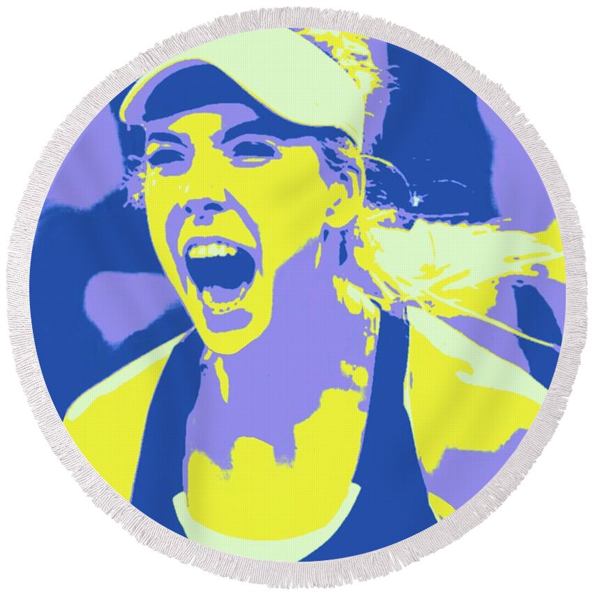 British Round Beach Towel featuring the painting Katie Boulter by Jack Bunds