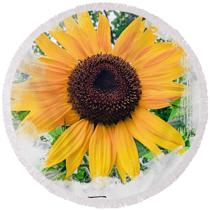 Sunflower Round Beach Towel featuring the photograph Keep Your Face To The Sunshine by Claudia Zahnd-Prezioso