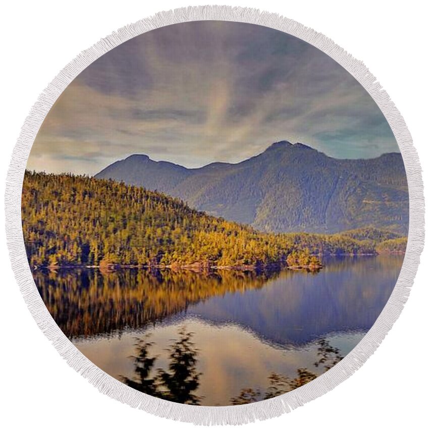 Kennedy Lake Round Beach Towel featuring the photograph Kennedy Lake by Kimberly Furey