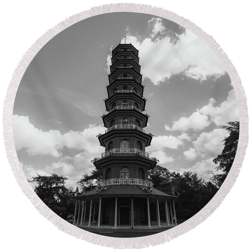 Pagoda Round Beach Towel featuring the photograph Kew's Pagoda by Andrew Lalchan