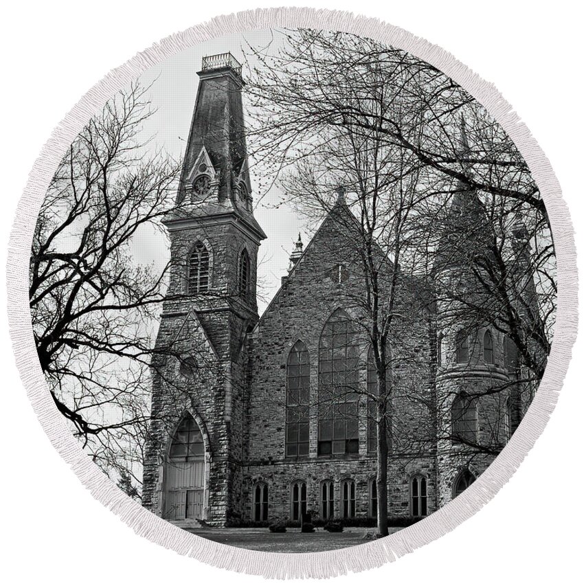 King Chapel Round Beach Towel featuring the photograph King Chapel Cornell College by Lens Art Photography By Larry Trager