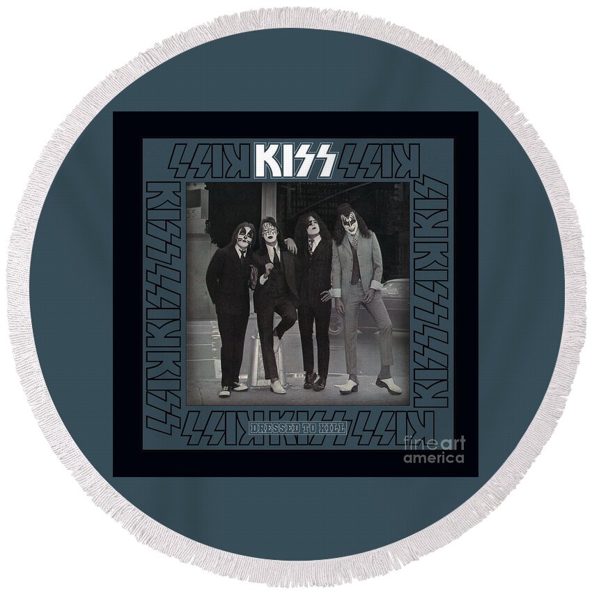 Kiss Round Beach Towel featuring the photograph Kiss Band by Kiss