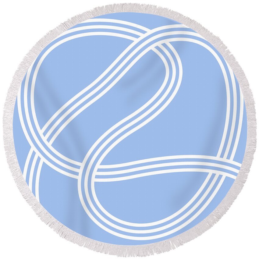 Nikita Coulombe Round Beach Towel featuring the painting Knot 3 in periwinkle by Nikita Coulombe