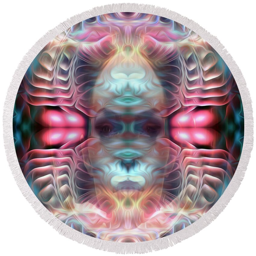 Visionary Round Beach Towel featuring the digital art Know Thy Self by Jeff Malderez
