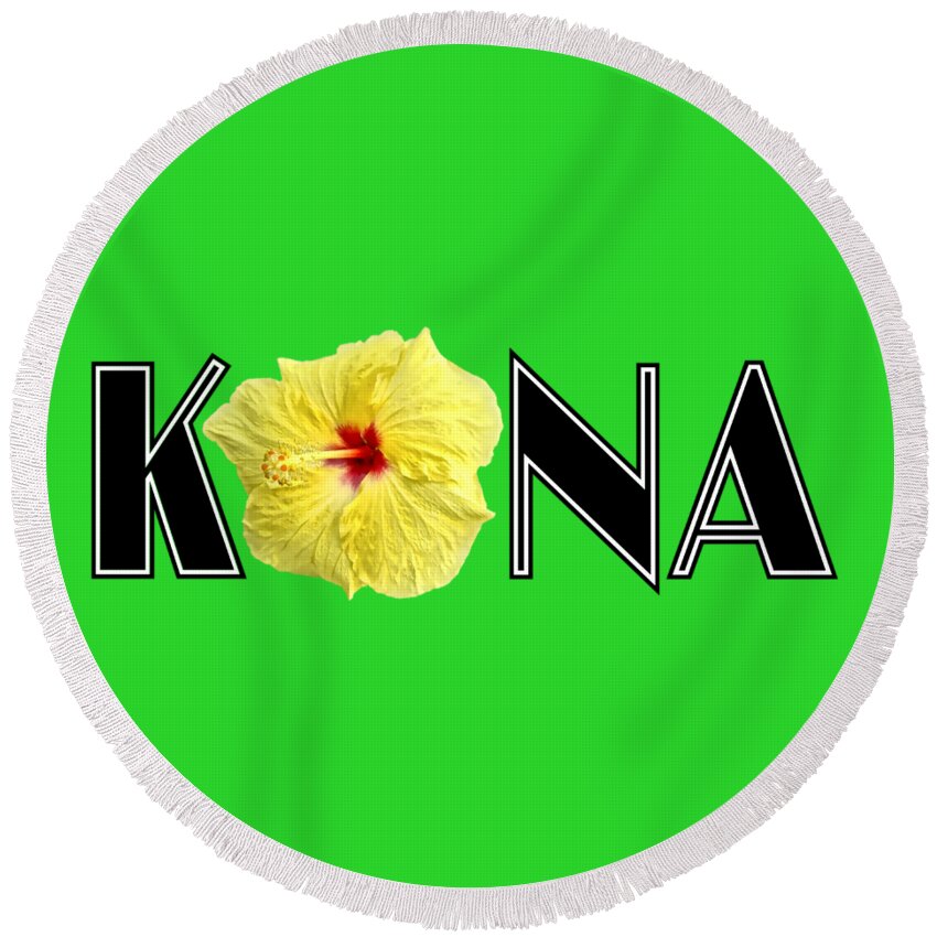 David Lawson Photography Round Beach Towel featuring the photograph Kona Hibiscus by David Lawson