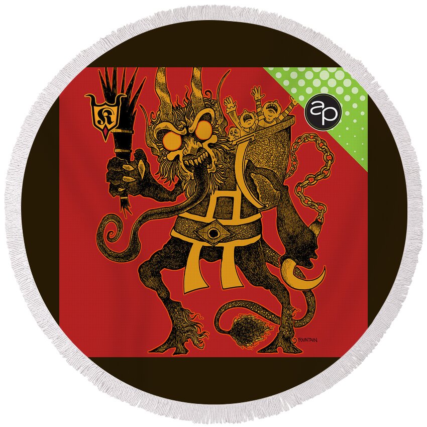 Krampus Round Beach Towel featuring the digital art Krewe of Krampus by Art of the Parade Society