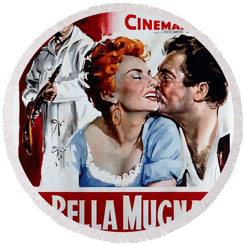 La Round Beach Towel featuring the mixed media ''La Bella Mugnaia'', with Sophia Loren, 1955 by Movie World Posters