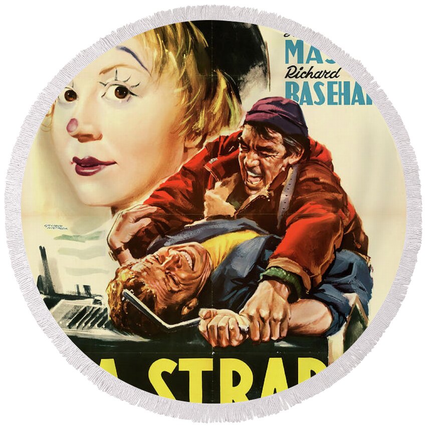 Rojac Round Beach Towel featuring the mixed media ''La Strada'', 1954 - art by Roger Jacquier #1 by Movie World Posters