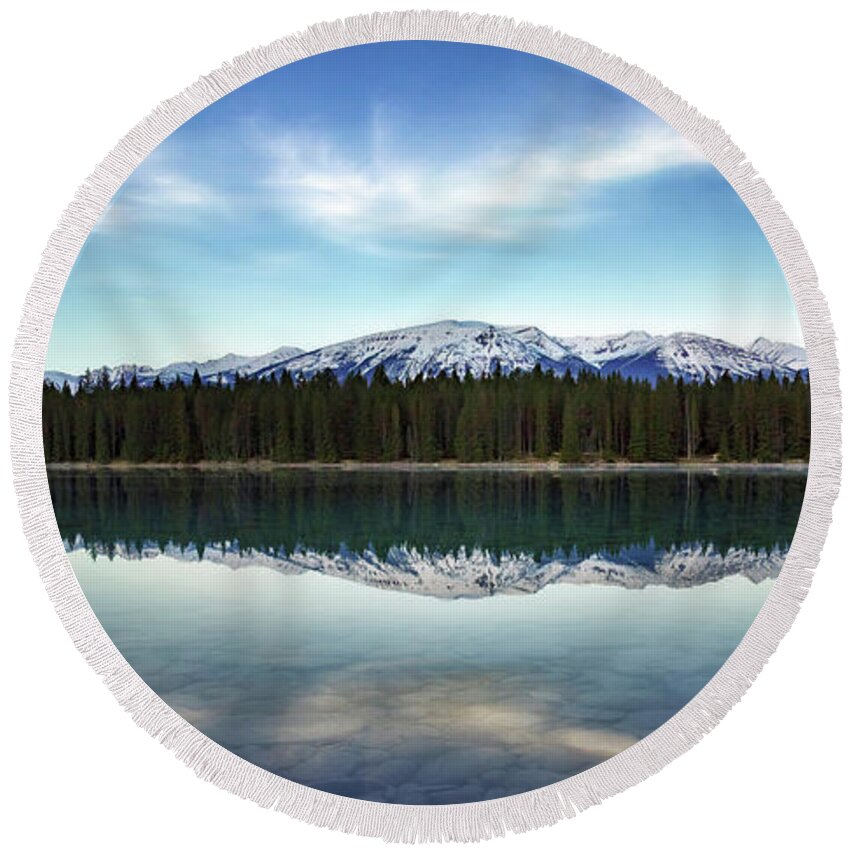 Lake-annette Round Beach Towel featuring the photograph Lake Annette by Gary Johnson