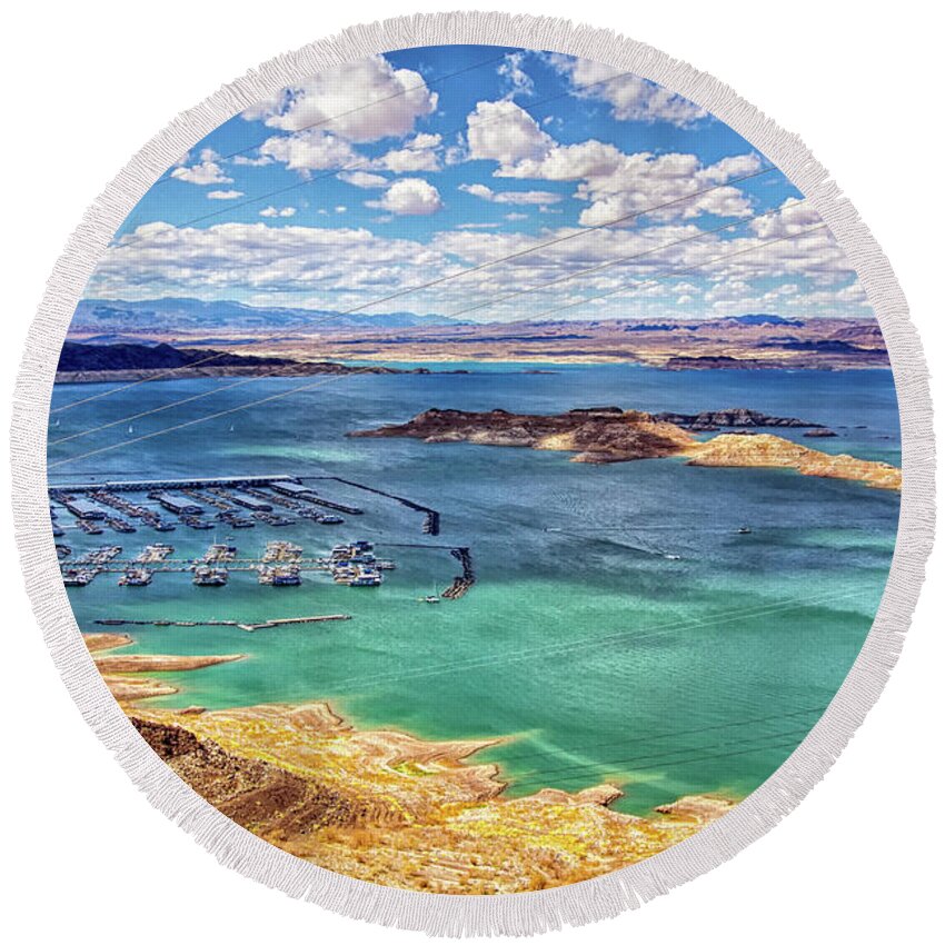 Lake Mead Round Beach Towel featuring the photograph Lake Mead, Nevada by Tatiana Travelways