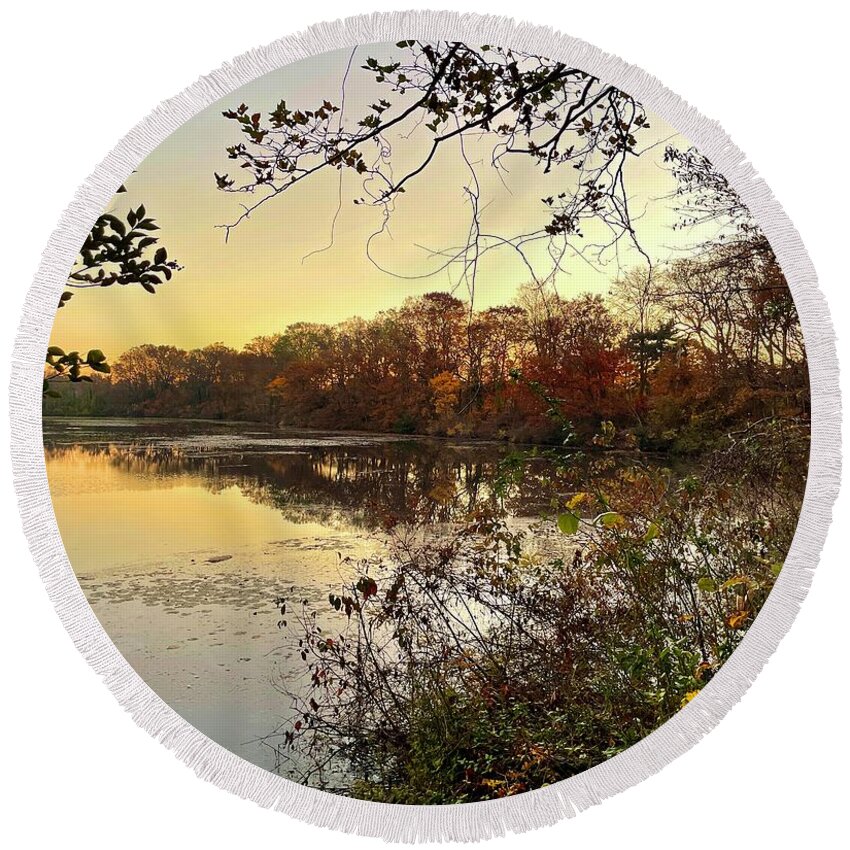 Lake Round Beach Towel featuring the photograph Lake Sunset by CAC Graphics