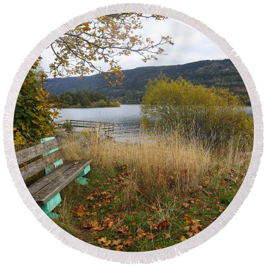 Tree Round Beach Towel featuring the photograph Lake View by Jeanette Rode Dybdahl