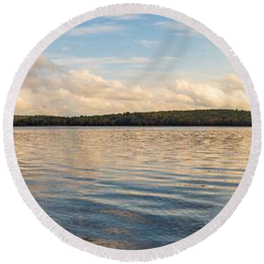 Panorama Round Beach Towel featuring the photograph Landscape Photography - Shohola Lake by Amelia Pearn