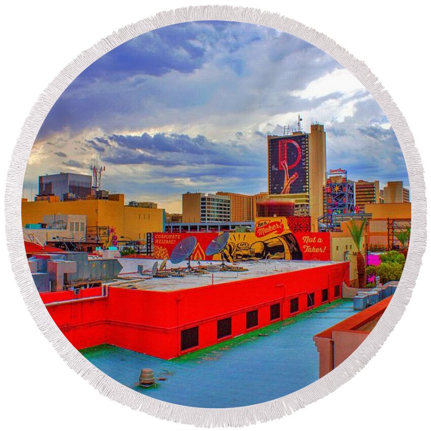  Round Beach Towel featuring the photograph Las Vegas Daydream by Rodney Lee Williams