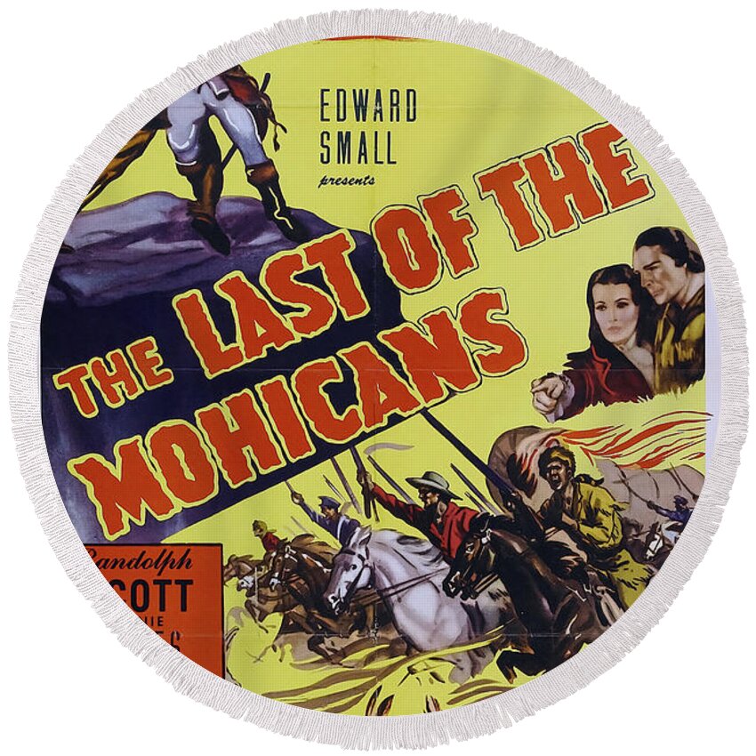 Last Round Beach Towel featuring the mixed media ''Last of the Mohicans'', with Randolph Scott, 1936 by Stars on Art