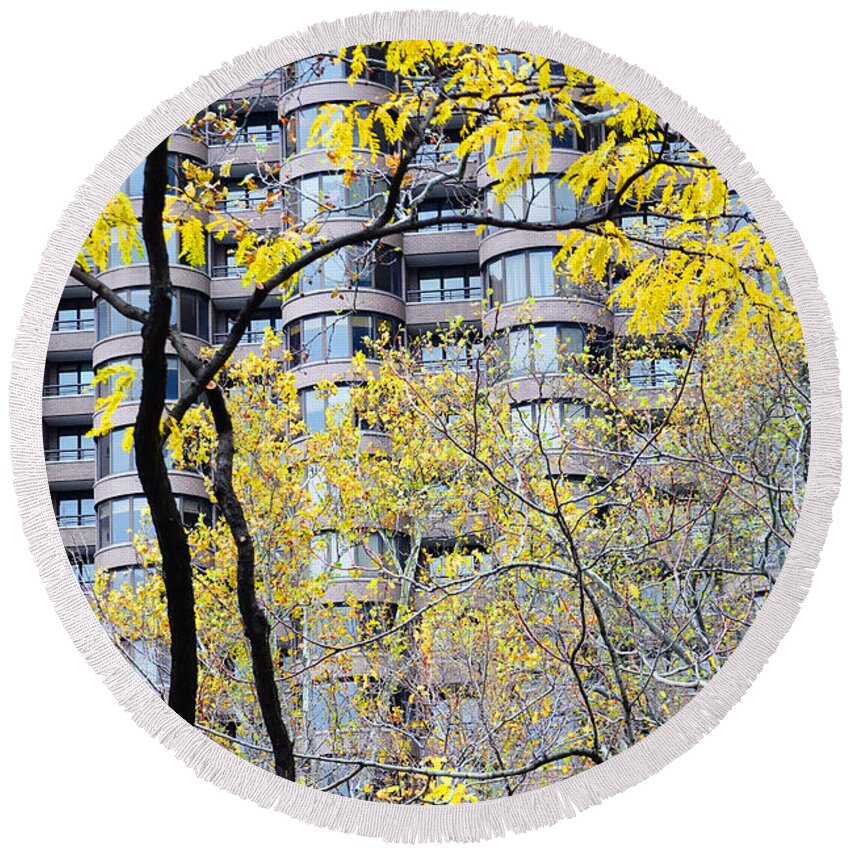 Nature Round Beach Towel featuring the photograph Late Autumn - A Murray Hill Impression by Steve Ember