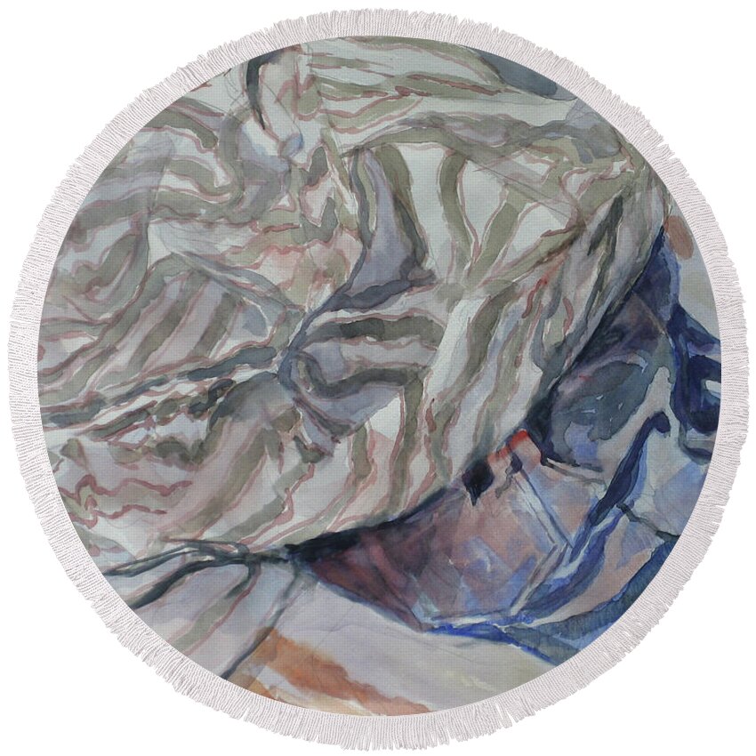  Round Beach Towel featuring the painting Laundry Day by Douglas Jerving