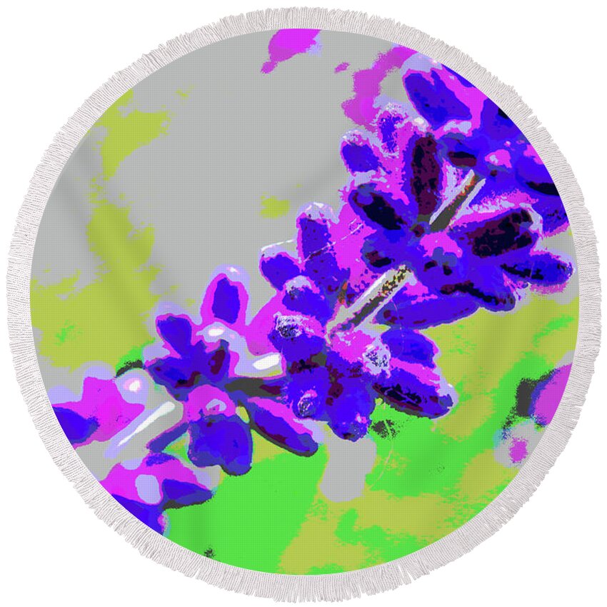 Lavender Round Beach Towel featuring the digital art Lavender Blue by Mimulux Patricia No