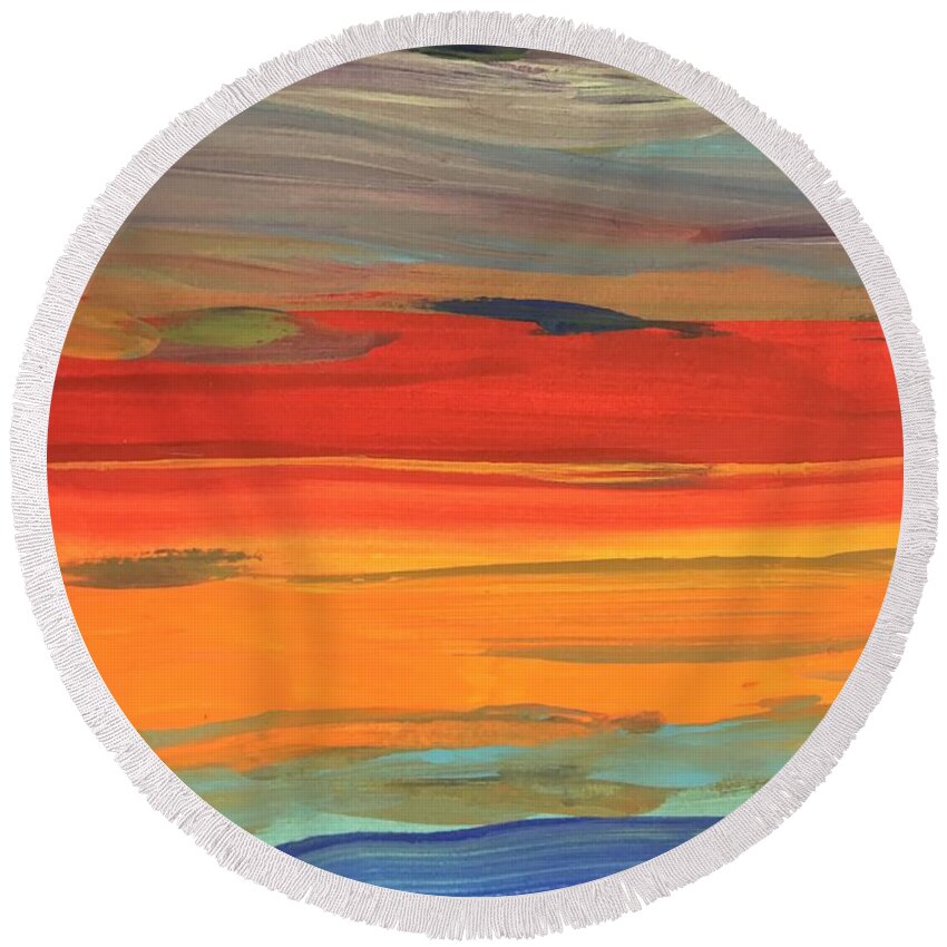 Abstracts Round Beach Towel featuring the painting Layers by Debora Sanders