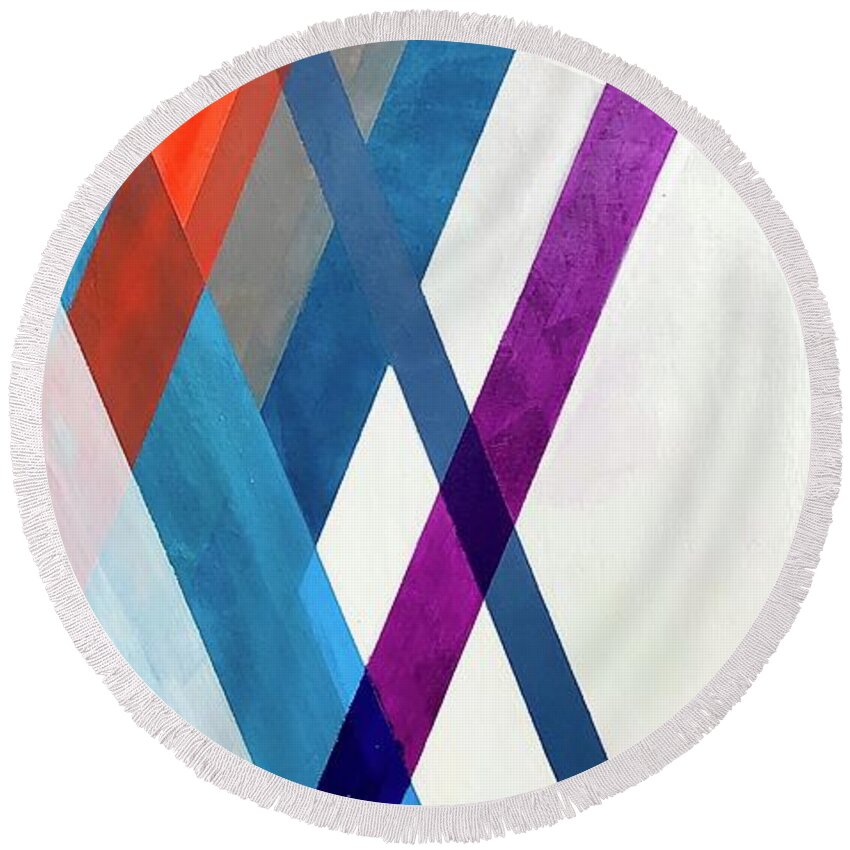 Argyle Round Beach Towel featuring the painting Layers in argyle by Eric Fischer