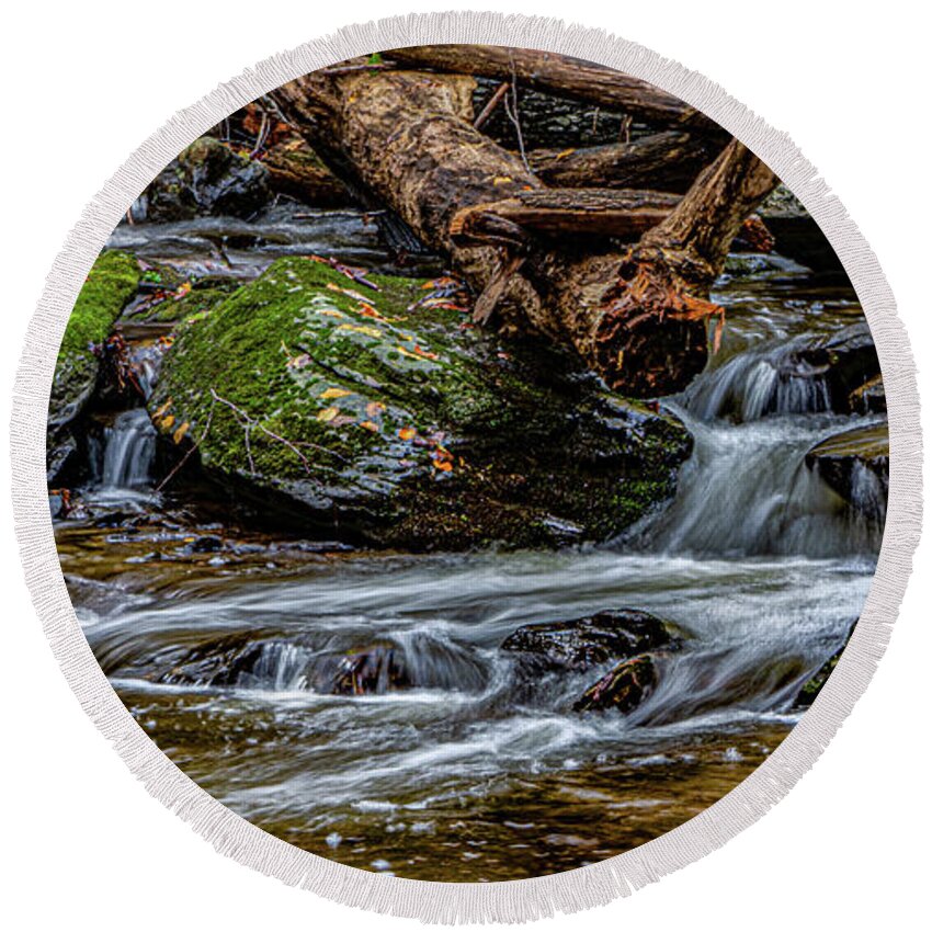 Creek Round Beach Towel featuring the photograph Lazy Babbling Creek by Brian Shoemaker