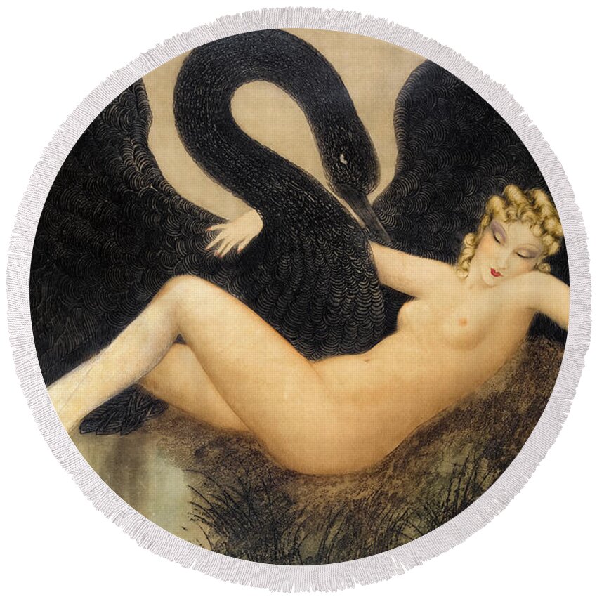 Leda And The Swan Round Beach Towels
