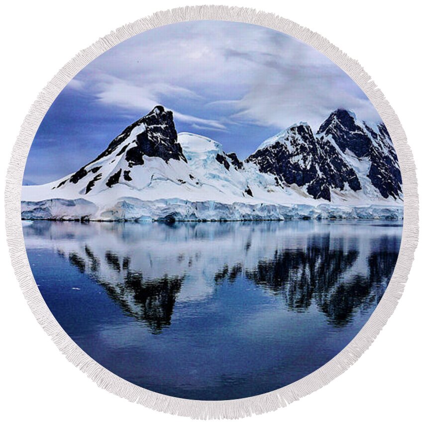 Antarctica Round Beach Towel featuring the photograph Lemaire channel by Darcy Dietrich