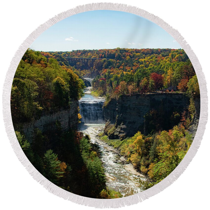 Nature Round Beach Towel featuring the photograph Letchworth State Park by Nicole Lloyd