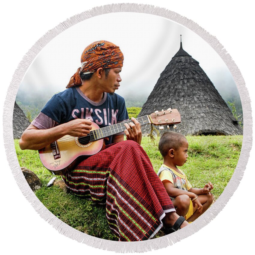 Wae Rebo Round Beach Towel featuring the photograph Lullaby - Wae Rebo Village. Flores, Indonesia by Earth And Spirit