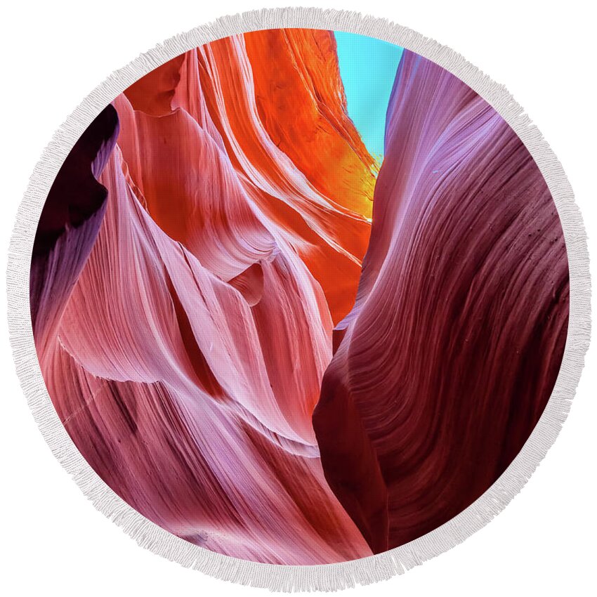 Landscape Round Beach Towel featuring the photograph Light Through The Canyon 3 by Jonathan Nguyen