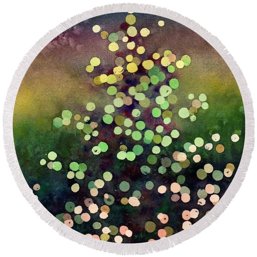 Christmas Painting Round Beach Towel featuring the painting Light Up the Season by Anne Gifford