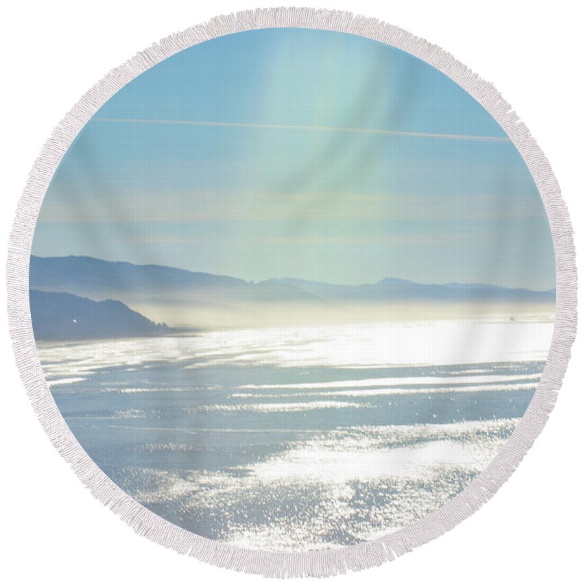 Light Round Beach Towel featuring the photograph Light from Above by Tikvah's Hope