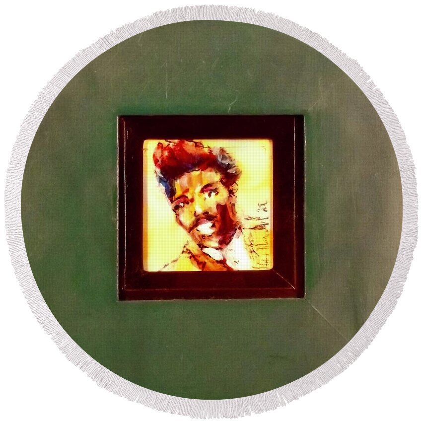 Painting Round Beach Towel featuring the painting Lil Richard by Les Leffingwell