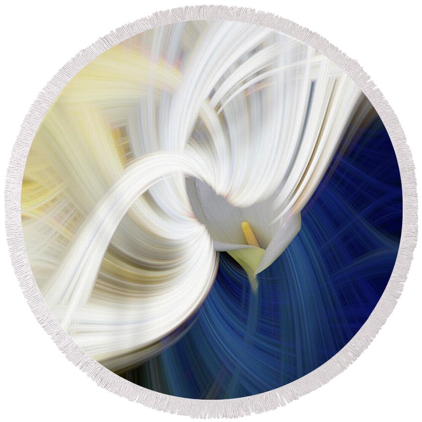 Lily Round Beach Towel featuring the digital art Lily Twirl by Elaine Teague