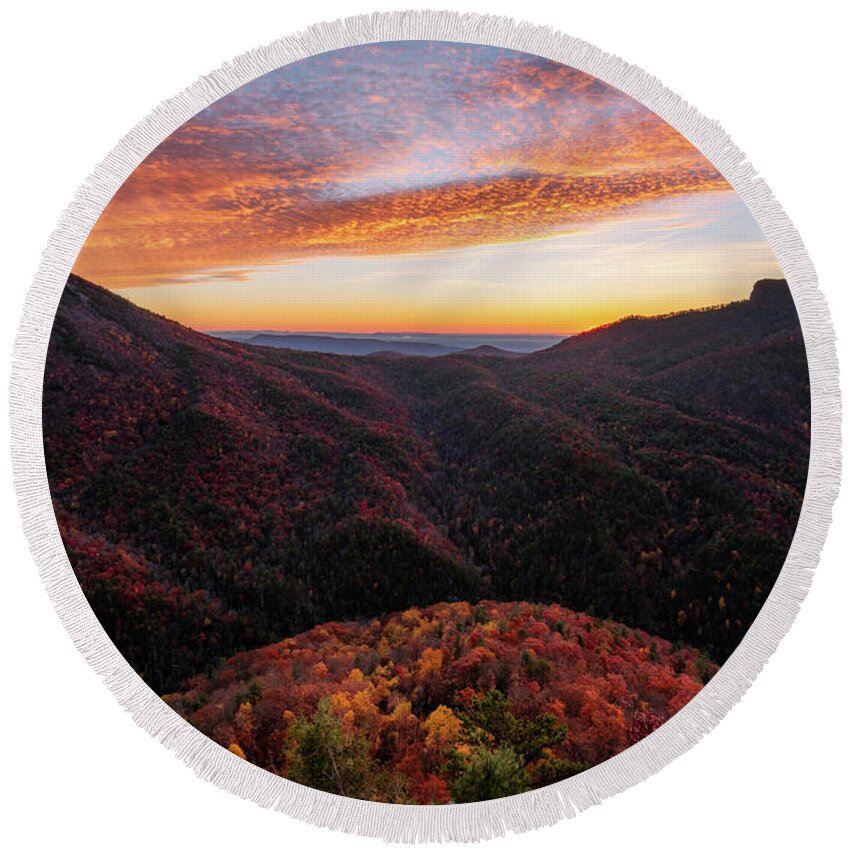 Linville Gorge Round Beach Towel featuring the photograph Linville Gorge by Anthony Heflin