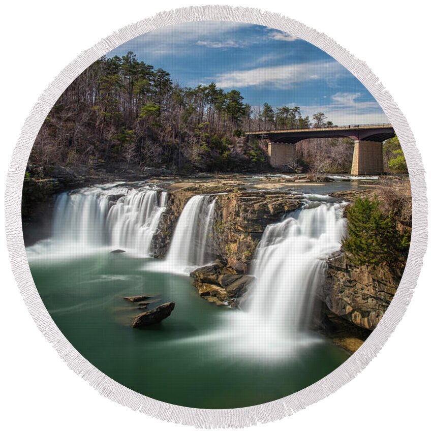 Alabama Round Beach Towel featuring the photograph Little River Canyon Cascade by Andy Crawford