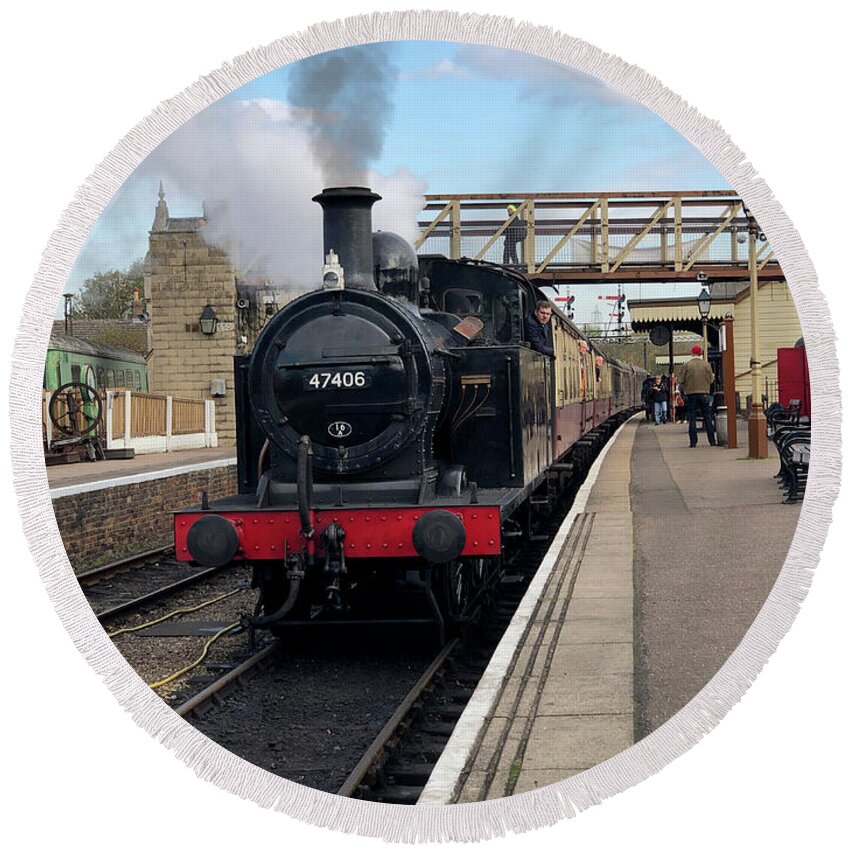 Lms Round Beach Towel featuring the photograph LMS Jinty Fowler Class 3F 0-6-0T by Gordon James