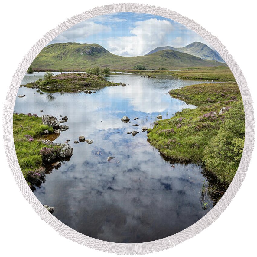 Rannoch Round Beach Towel featuring the photograph Lochan na h-Achlaise, Rannoch Moor by Nigel R Bell