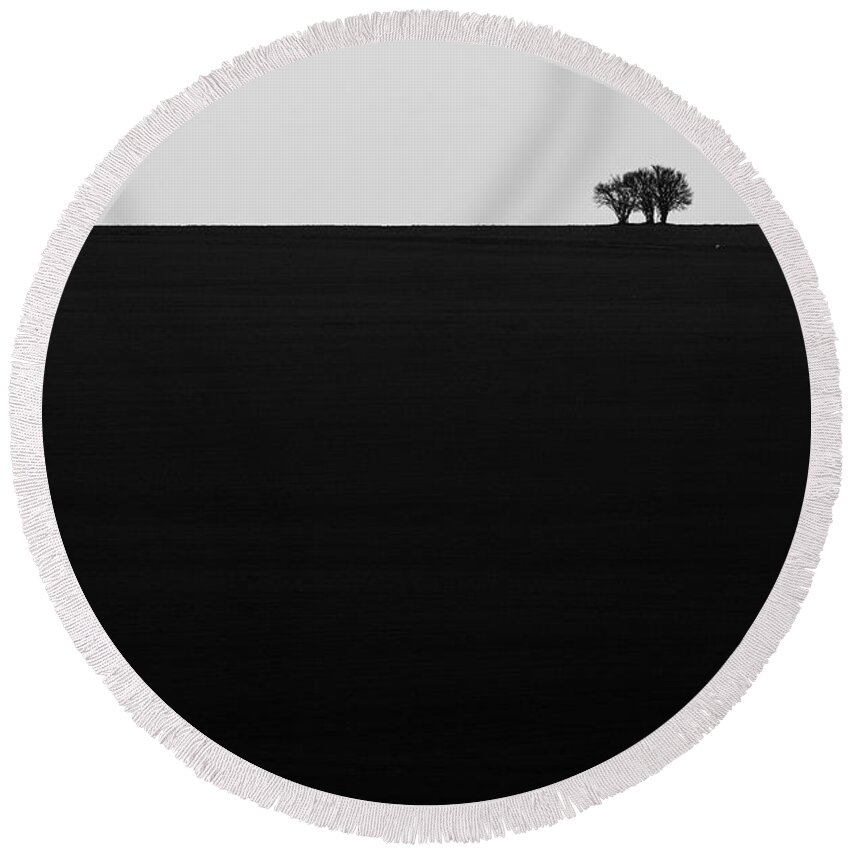 Tree Round Beach Towel featuring the photograph Lonely Trees by Martin Vorel Minimalist Photography