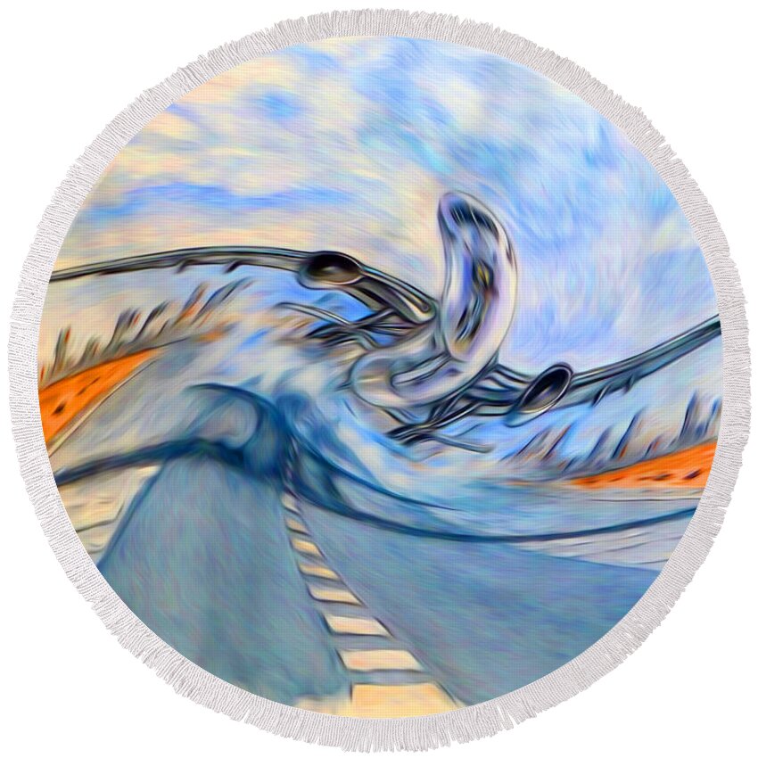Abstract Art Round Beach Towel featuring the digital art Look at Me....I'm Flyin' by Ronald Mills