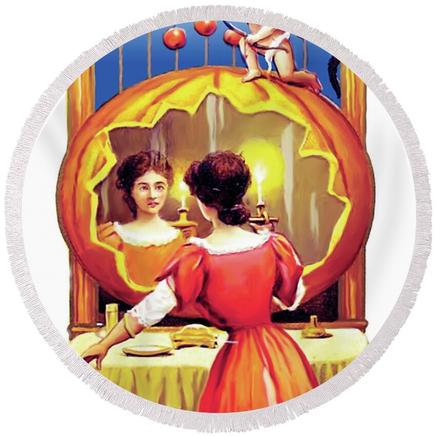 Young Round Beach Towel featuring the digital art Looking at the Mirror by Long Shot