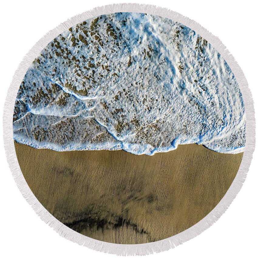 New Jersey Round Beach Towel featuring the photograph Looking down on a wave by Louis Dallara