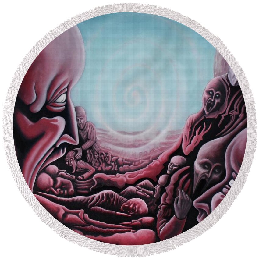 Lost In Seclusion Round Beach Towel featuring the painting Lost in Seclusion by Michael TMAD Finney