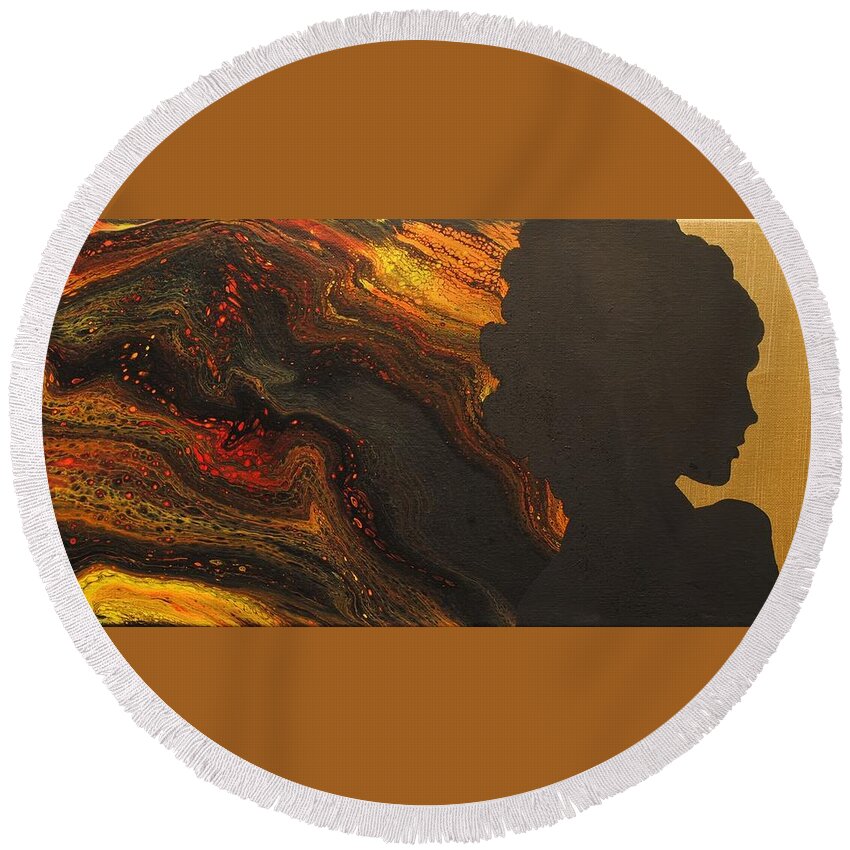 Abstract Round Beach Towel featuring the mixed media Lost Soul by John Johnson