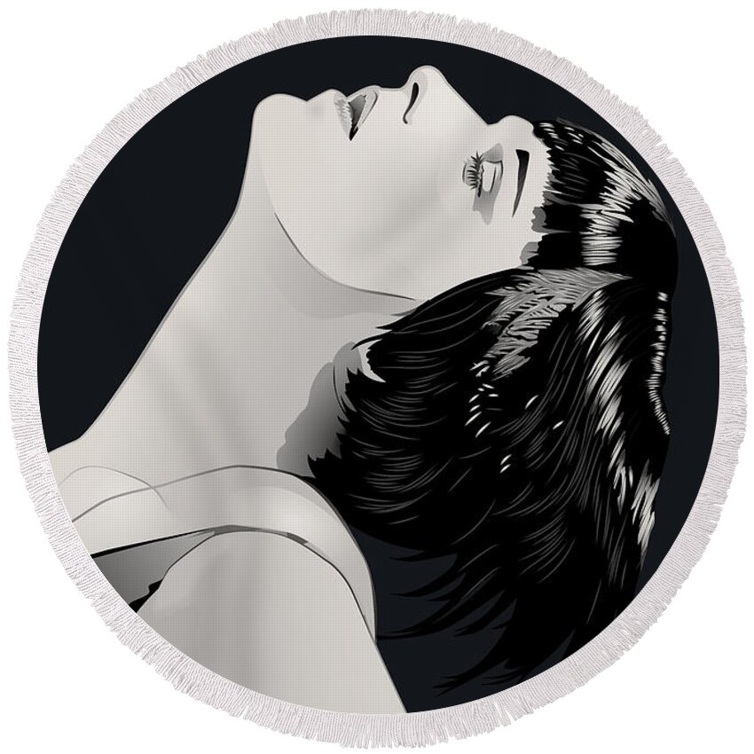 Louise Brooks Official Round Beach Towel featuring the digital art Louise Brooks in Berlin - Midnight Indigo by Louise Brooks