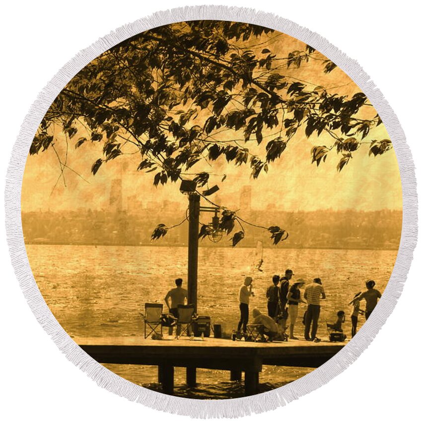 Summer Round Beach Towel featuring the photograph Love Those Hazy Crazy Summer Days by Sea Change Vibes