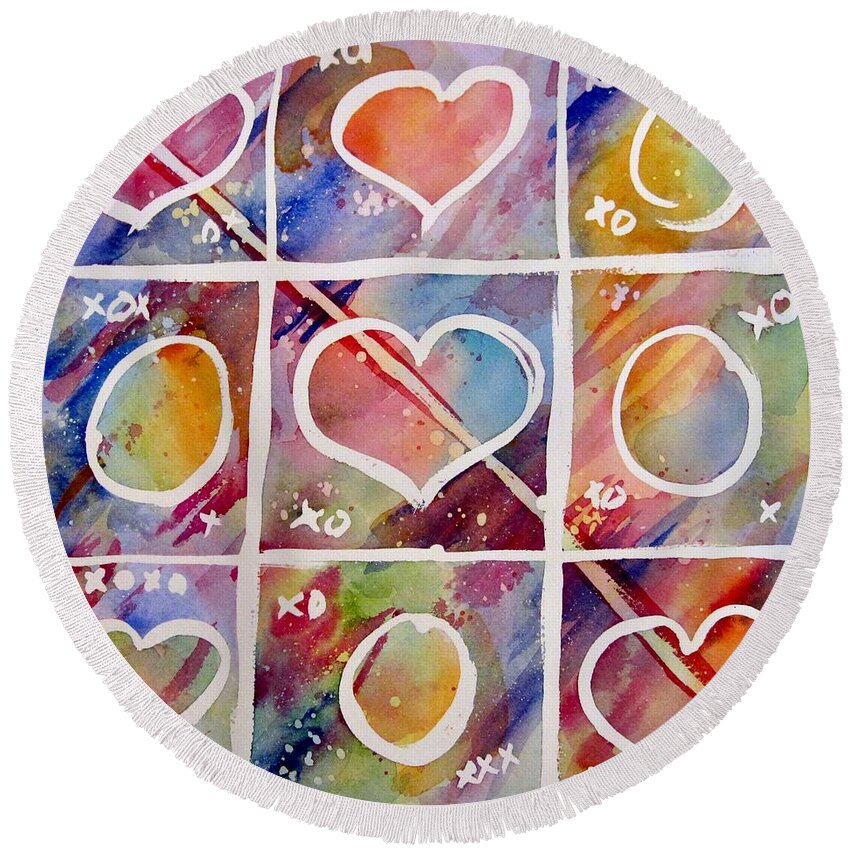 Watercolor Round Beach Towel featuring the painting Love Wins by Liana Yarckin