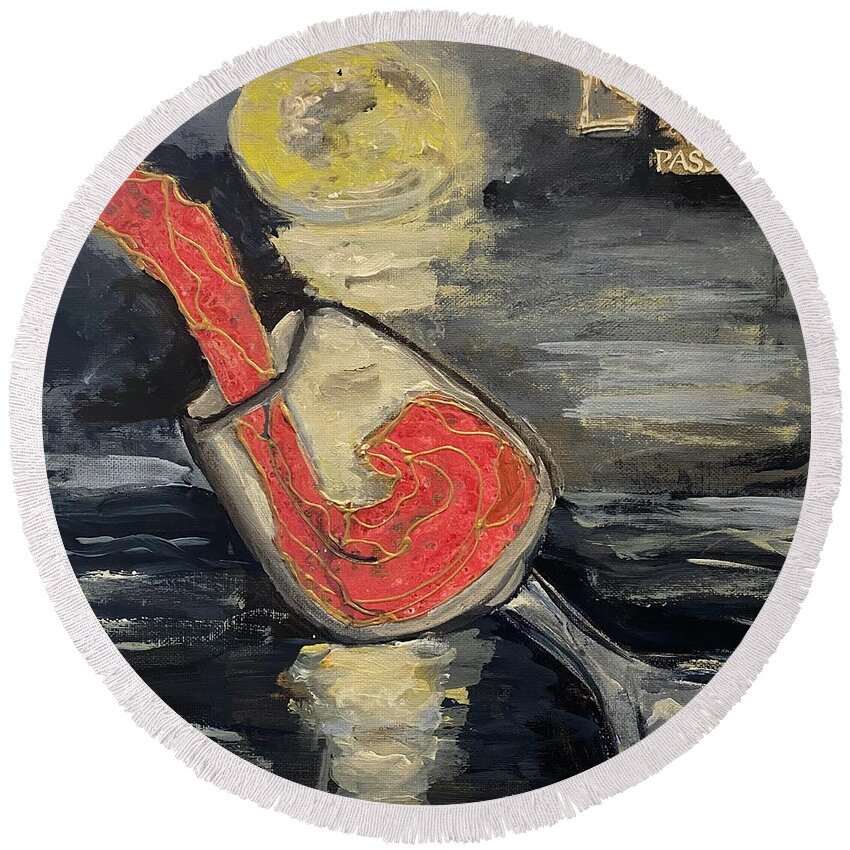 Wine Moon Love Passion Sky Round Beach Towel featuring the painting Love With Passion by Kathy Bee