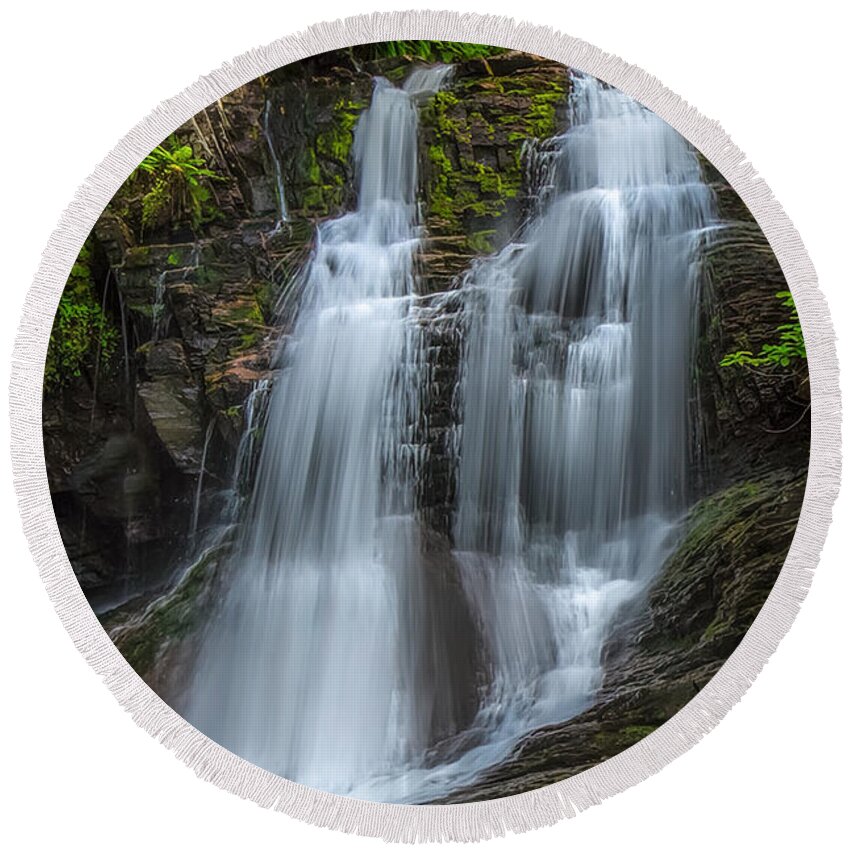 Waterfall Round Beach Towel featuring the photograph Lower Cascades at Hanging Rock by Shelia Hunt