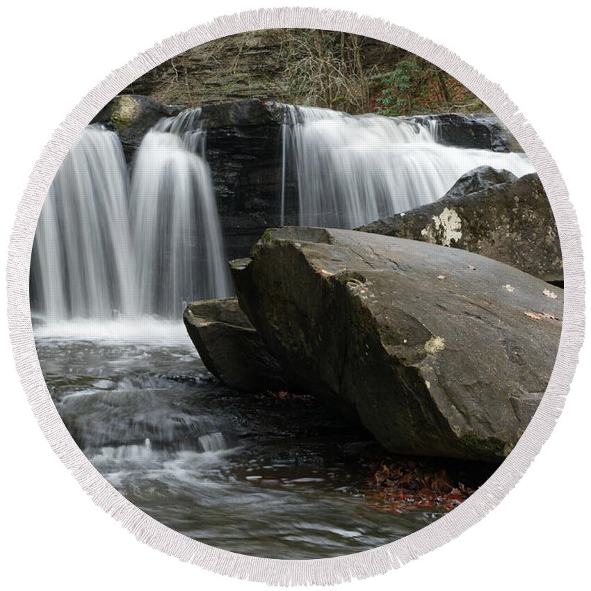 Waterfall Round Beach Towel featuring the photograph Lower Potter's Falls 33 by Phil Perkins